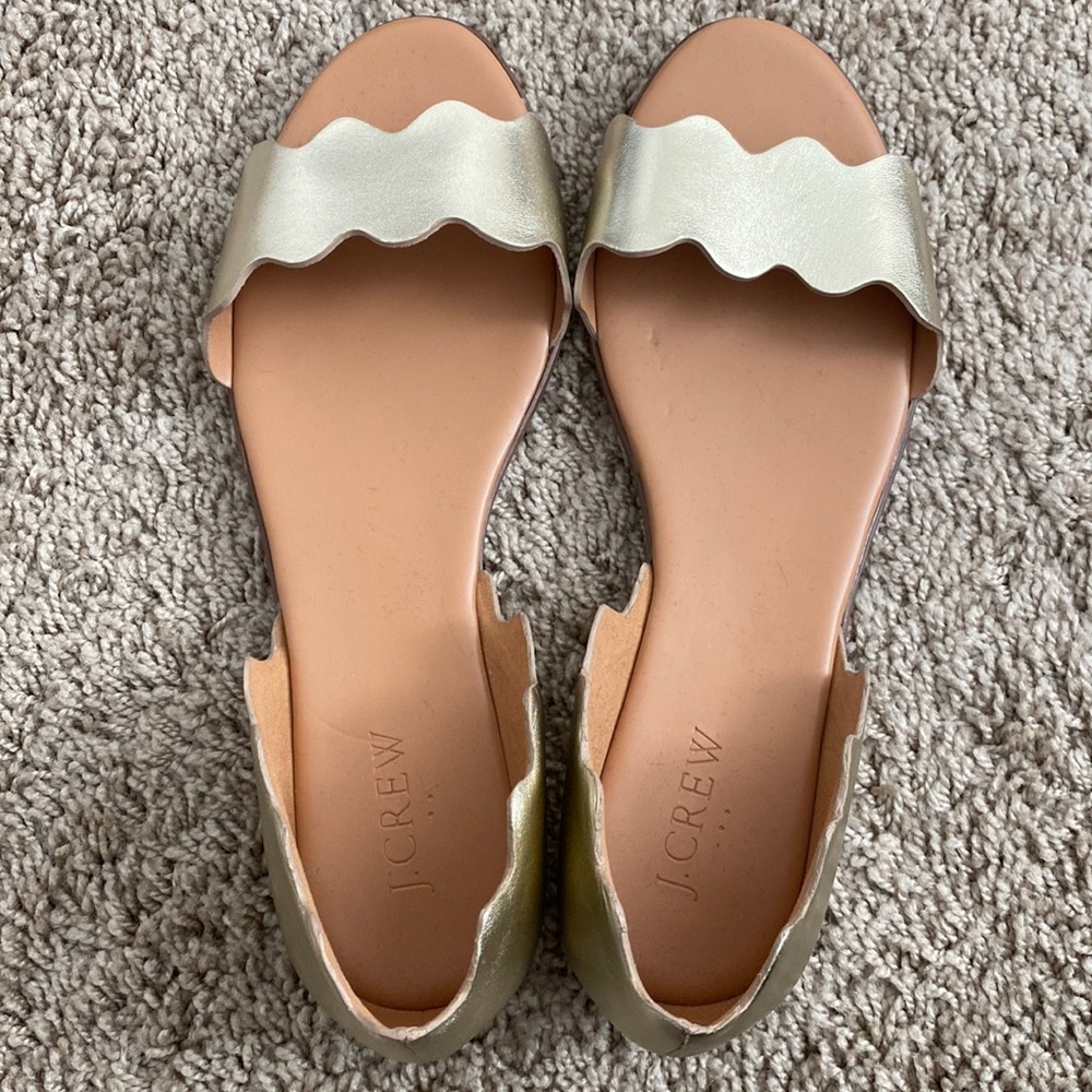 New Never Worn-  J Crew Sandals. Size 8 - warm gold tone. Not a bright gold